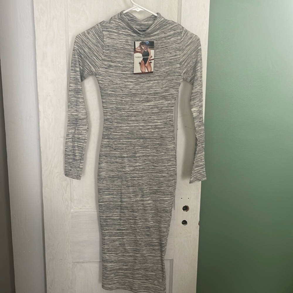 Naked Wardrobe gray / white / black shade maxi dress. Brand new with tag.